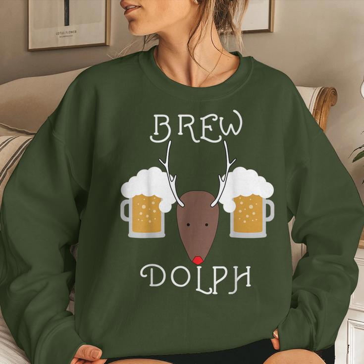 Brew-Dolph Reindeer Christmas For Beer Drinkers Women Sweatshirt Gifts for Her