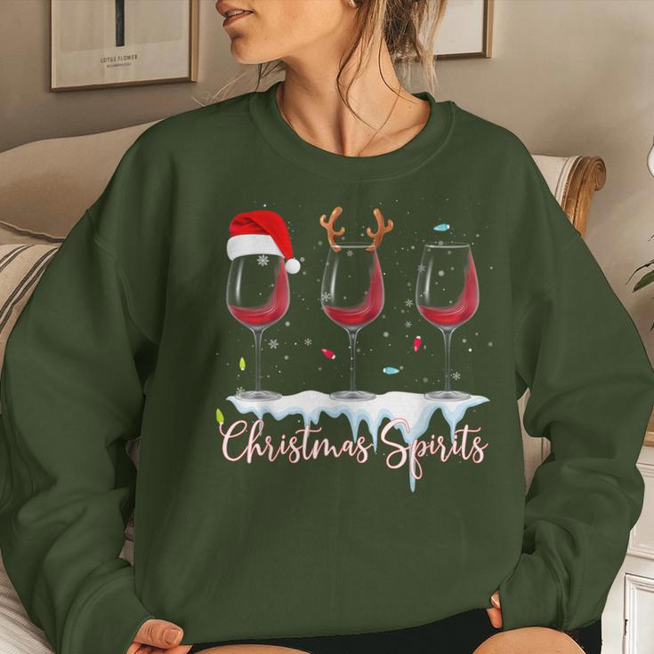 Christmas Spirits Glasses Of Wine Winter Holiday Women Sweatshirt Gifts for Her