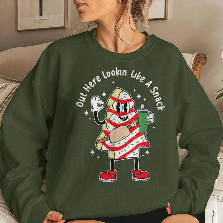 Coffee Christmas Tree Cake Out Here Lookin Like A Snack Xmas Women Sweatshirt Gifts for Her