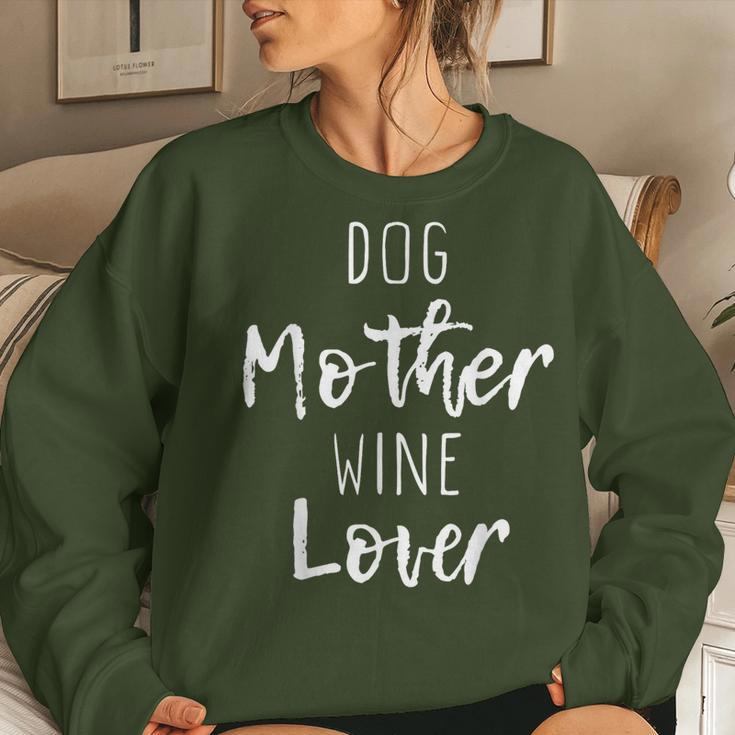 Dog Mother Wine Lover Cute Mom Drinking Christmas Women Sweatshirt Gifts for Her