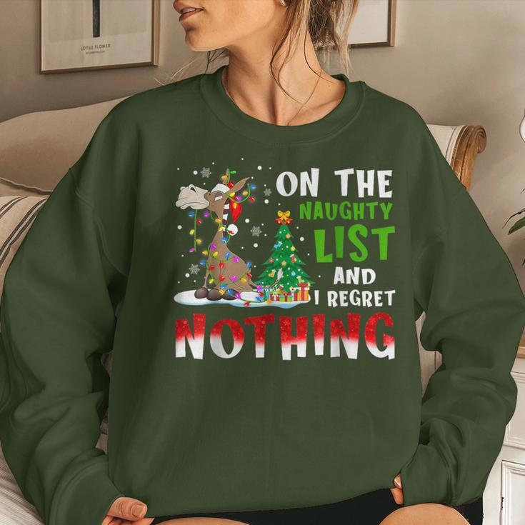 Donkey Christmas On The Naughty List And I Regret Nothing Women Sweatshirt Gifts for Her