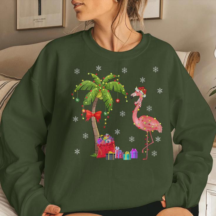Flamingo Lover Xmas Santa Hat Flamingo Christmas Women Sweatshirt Gifts for Her