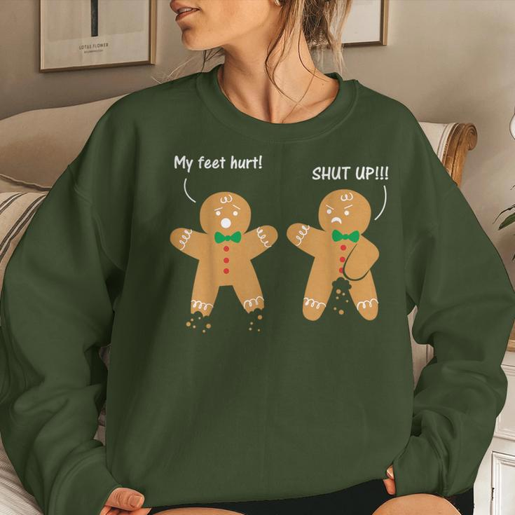 Gingerbread Feet Hurt Sarcastic Cookie Christmas Women Sweatshirt Gifts for Her