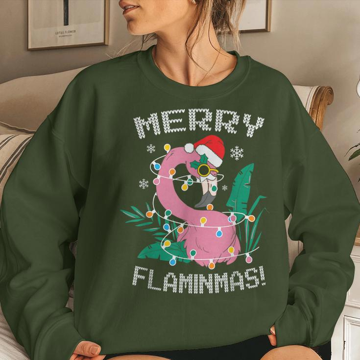 Merry Flaminmas Flamingo Lover Christmas Holiday Season Women Sweatshirt Gifts for Her