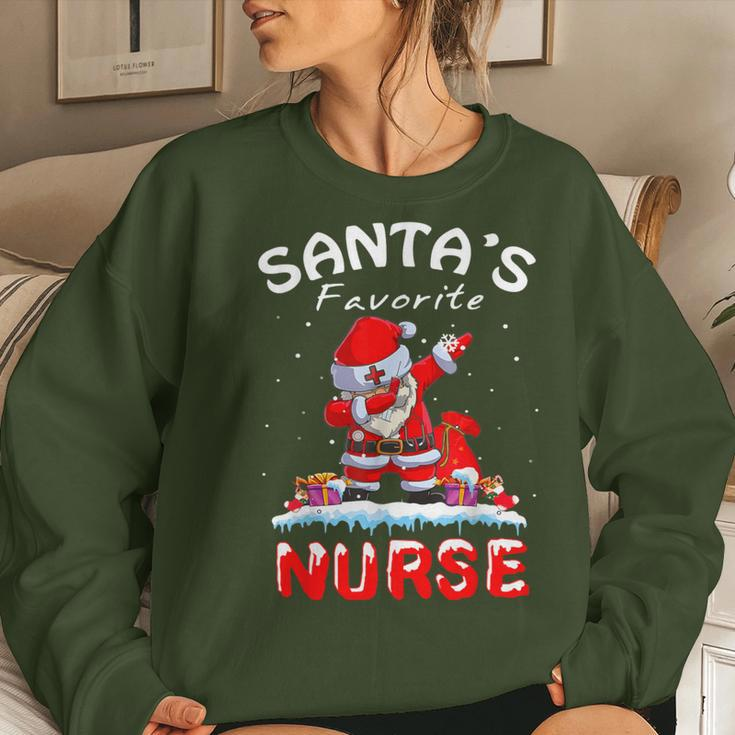 Santa's Favorite Nurse Christmas Dabbing Santa Women Sweatshirt Gifts for Her