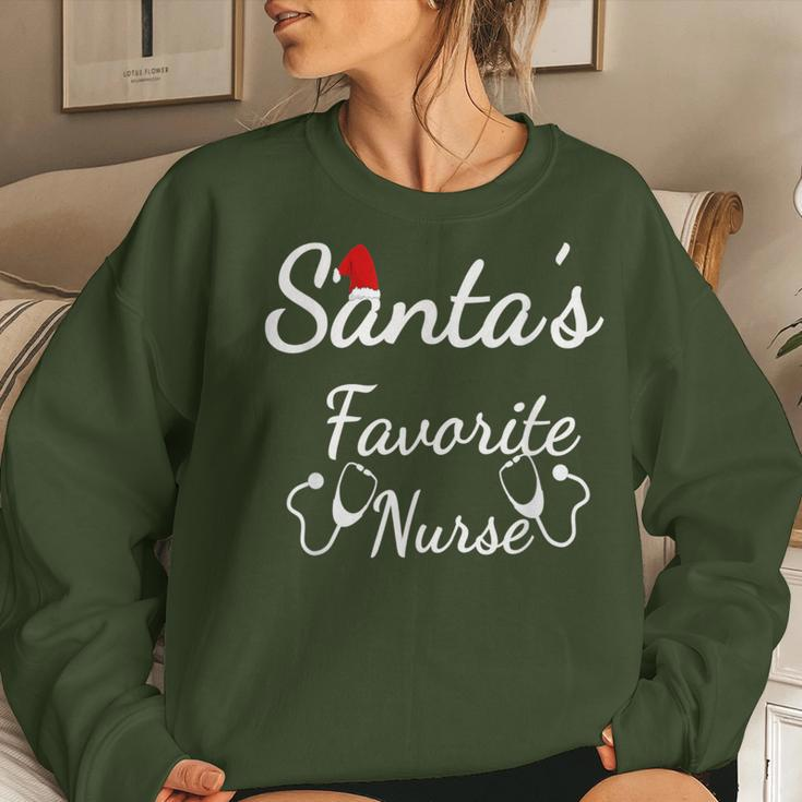 Santa's Favorite Nurse Cute Merry Xmas Party Crew Women Sweatshirt Gifts for Her