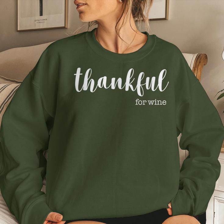 Thankful For Wine Dinner Party Christmas Women Sweatshirt Gifts for Her