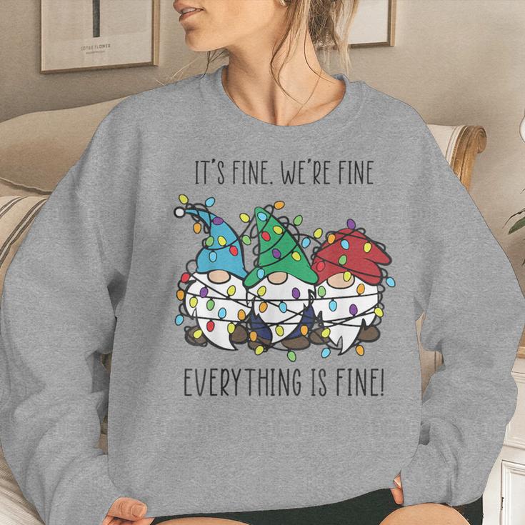 It's Fine We're Fine Everything Is Fine Gnome Teacher Xmas Women Sweatshirt Gifts for Her