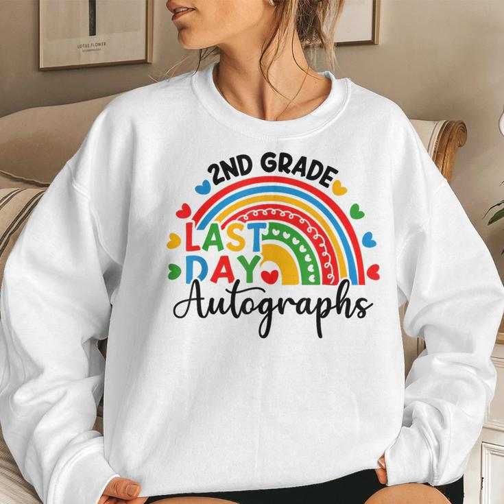 2023 Last Day Autograph School 2Nd Grade Rainbow Graduation Women Sweatshirt Gifts for Her