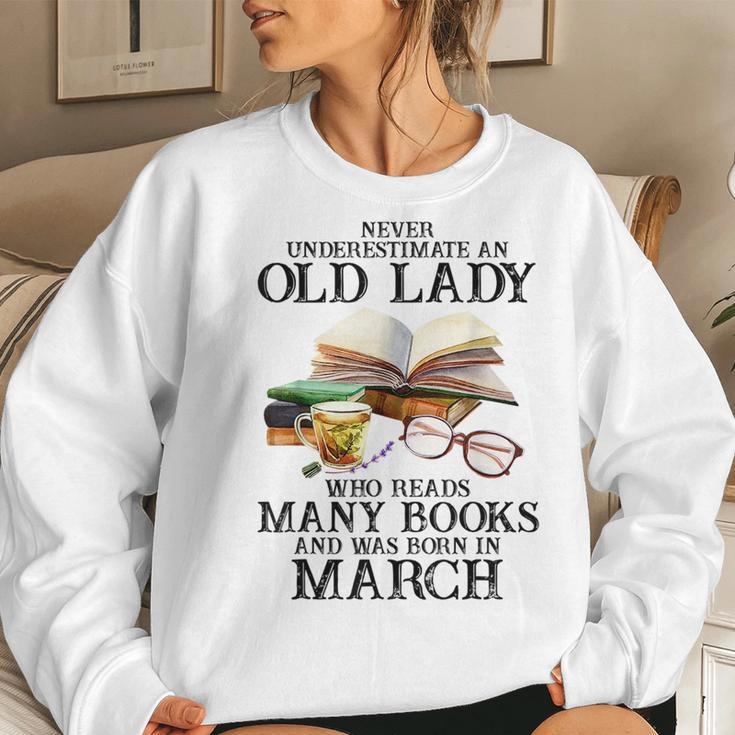 An Old Lady Who Reads Many Books And Was Born In March Women Crewneck Graphic Sweatshirt Gifts for Her