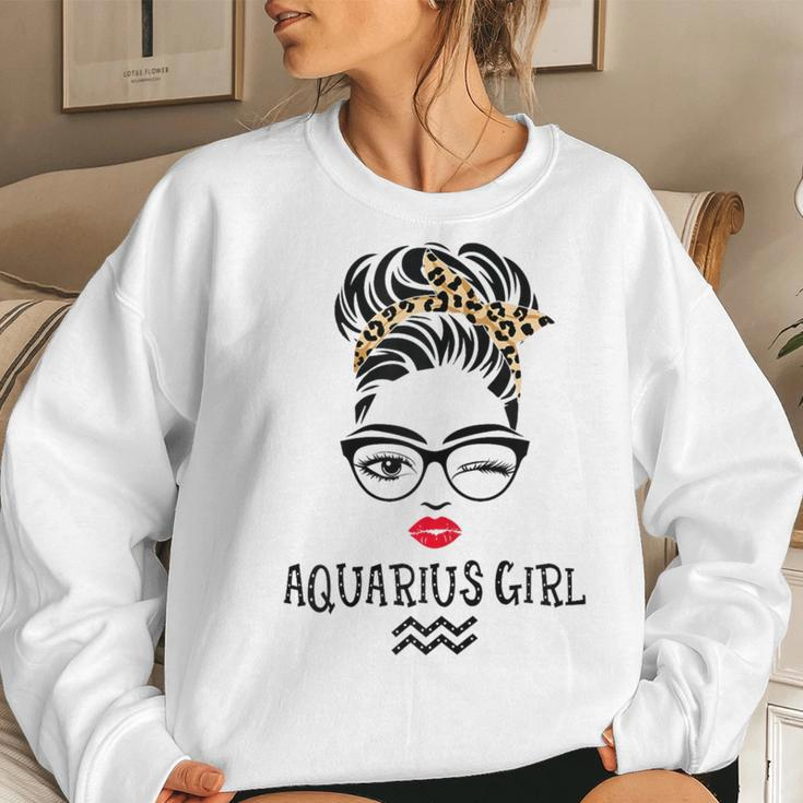 Aquarius Girl Wink Eye Woman Face Wink Eyes Lady Birthday Women Sweatshirt Gifts for Her