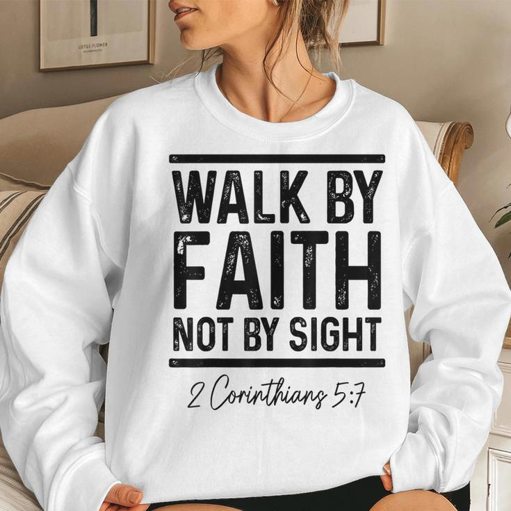 Bible Verse Walk Faith Not By Sight Christian Pastor Women Crewneck Graphic Sweatshirt Gifts for Her