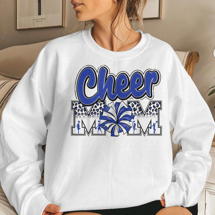 Cheer Mom Blue Leopard Letters Cheer Pom Poms Women Sweatshirt Gifts for Her
