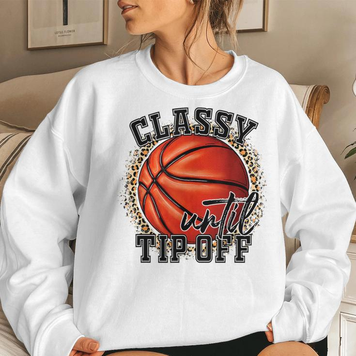 Classy Until Tip Off Basketball Mom Leopard Women Kids Sweatshirt Gifts for Her