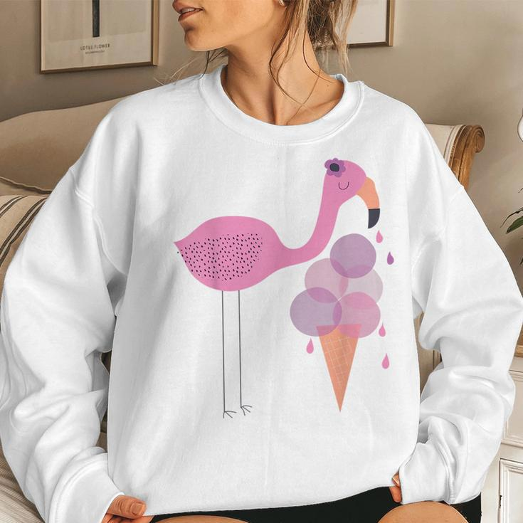 Flamingo Ice Cream Summer Vacay Party Beach Vibes Girls Women Sweatshirt Gifts for Her