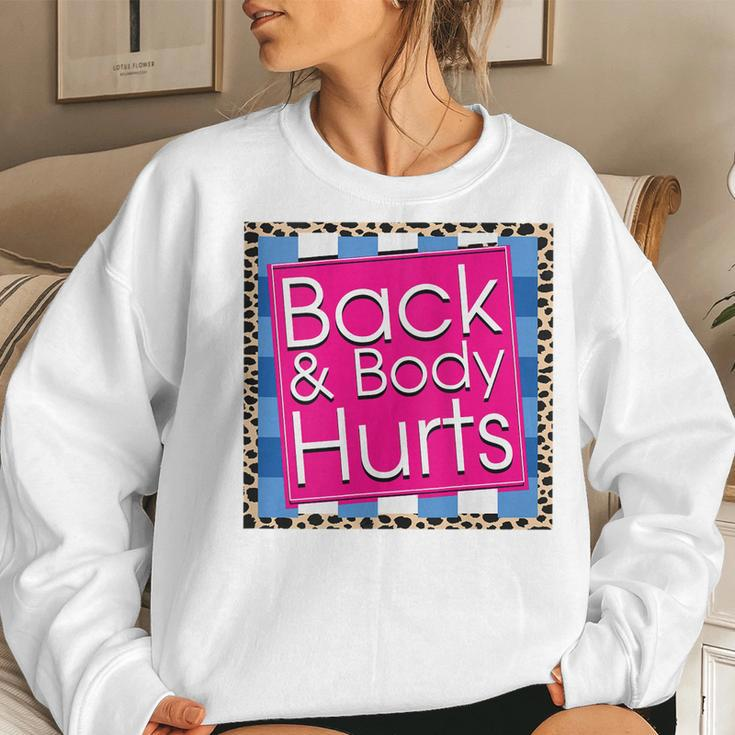 Funny Back Body Hurts Quote Workout Gym Top Leopard Women Sweatshirt Gifts for Her