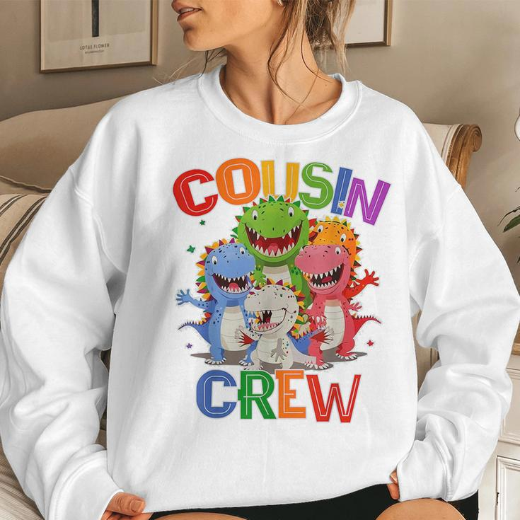 Funny Cousin Crew Grandma Dino Grandpa Saurus Camp T-Rex Women Crewneck Graphic Sweatshirt Gifts for Her