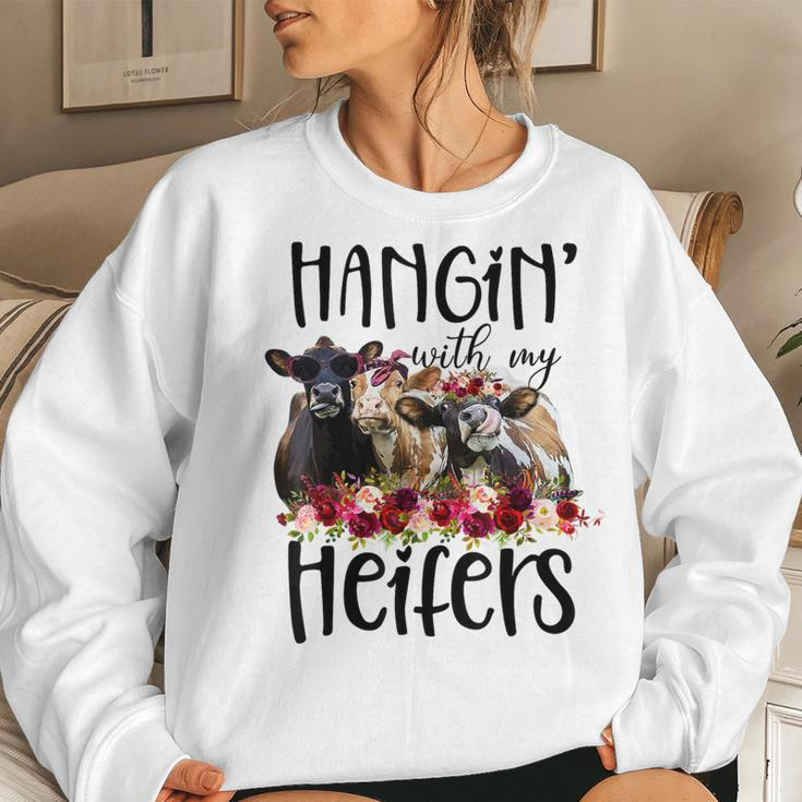 Floral Heifer Hanging With My Heifer Cow Castle Farmer Women Sweatshirt Gifts for Her