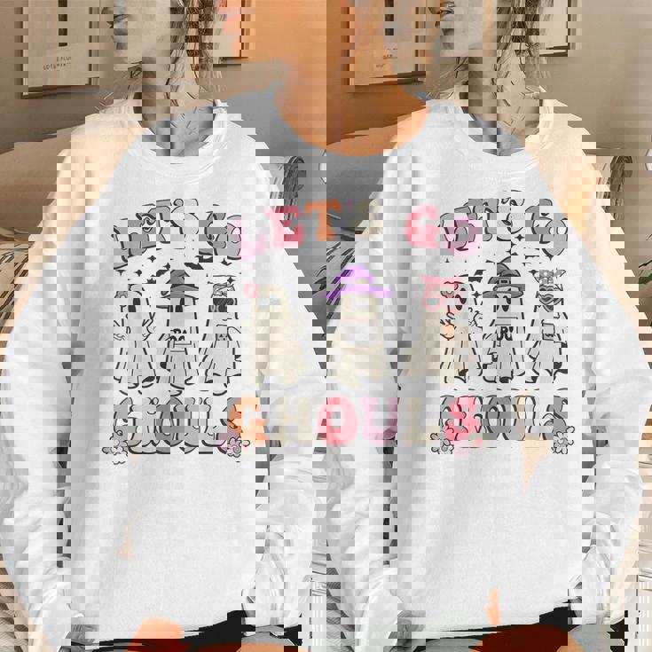 Lets Go Ghouls Retro Halloween Ghost Toddler Girl Women Sweatshirt Gifts for Her