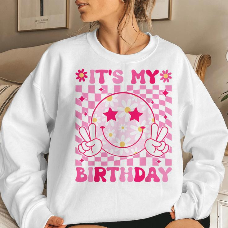 Groovy It's My Birthday Ns Girls Kid Bday Flower Women Sweatshirt Gifts for Her