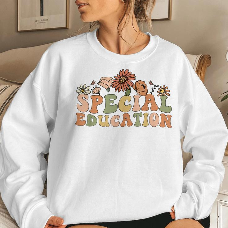 Groovy Wildflower Special Education Teacher Back To School Women Crewneck Graphic Sweatshirt Gifts for Her
