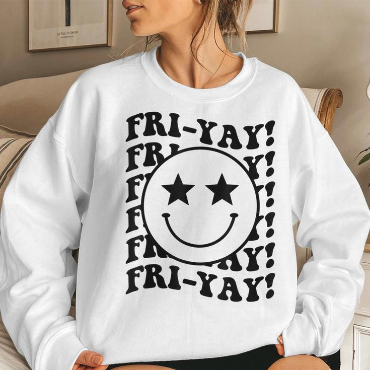 Happy Fri-Yay Black Smile Friday Lovers Fun Teacher Nurse Women Sweatshirt Gifts for Her