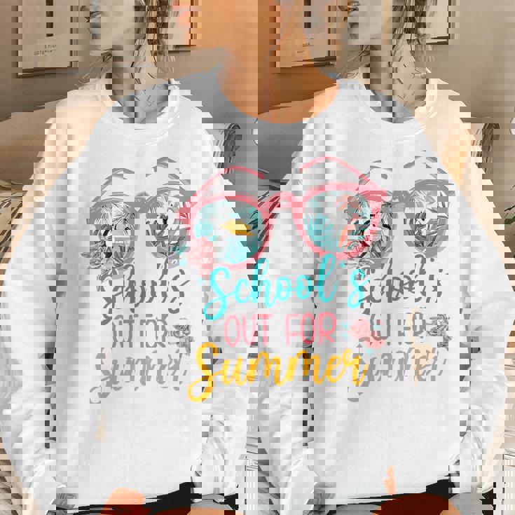 Hello Summer Floral Flamingo Schools Out For Summer Vibes Women Sweatshirt Gifts for Her