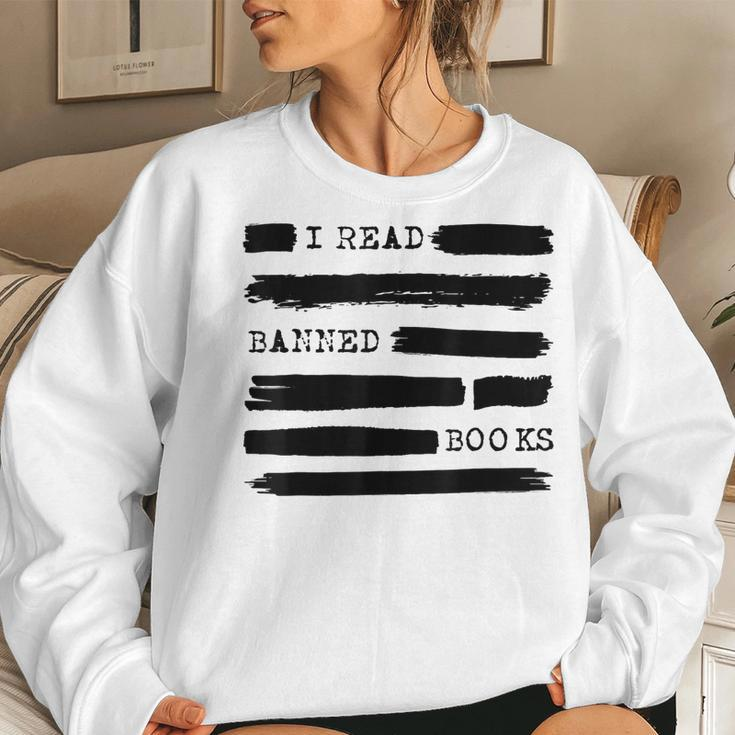 I Read Banned Books Banned Books Week Gift Librarian Teacher Women Crewneck Graphic Sweatshirt Gifts for Her