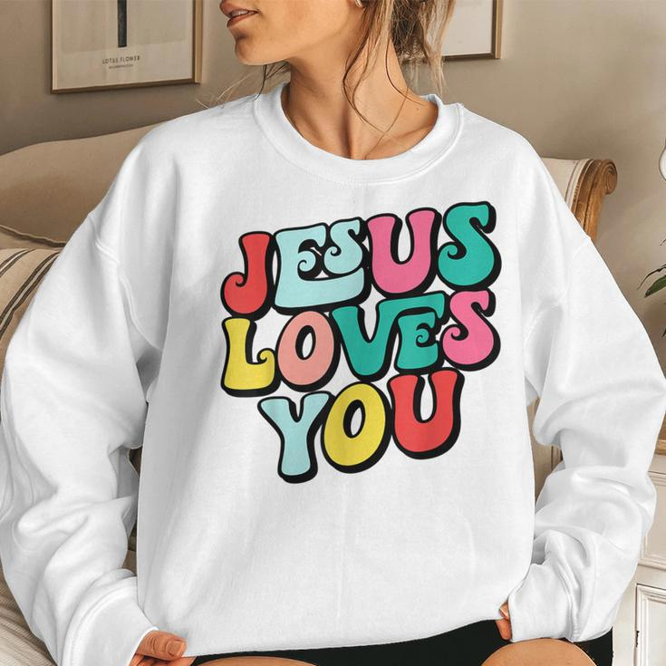 Jesus Loves You Retro Vintage Style Graphic Womens Women Sweatshirt Gifts for Her