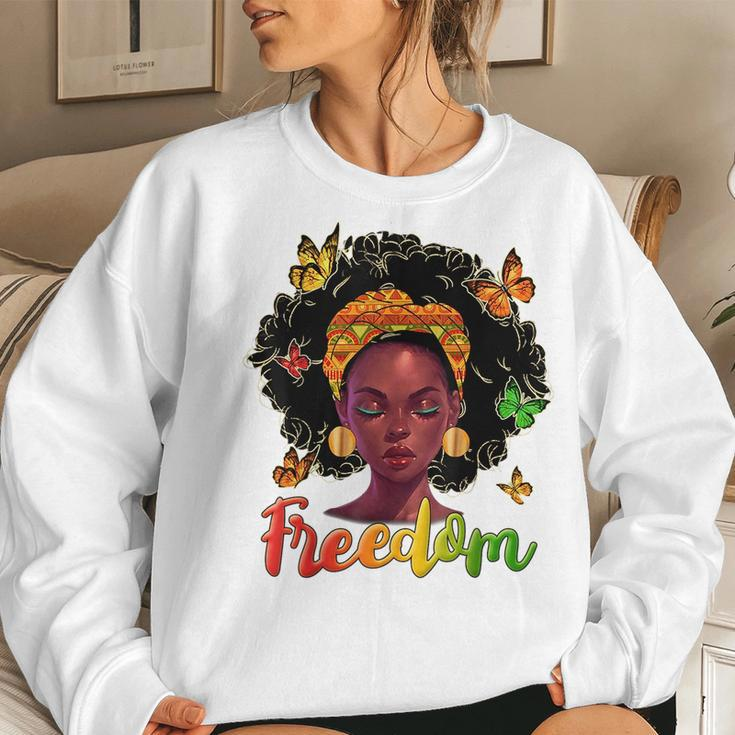 Junenth Outfit Freedom Women Girl Dress 19Th June Gifts Women Crewneck Graphic Sweatshirt Gifts for Her