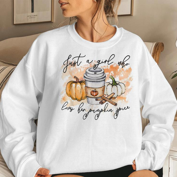 Just A Girl Who Loves Fall Pumpin Spice Latte Autumn Women Sweatshirt Gifts for Her