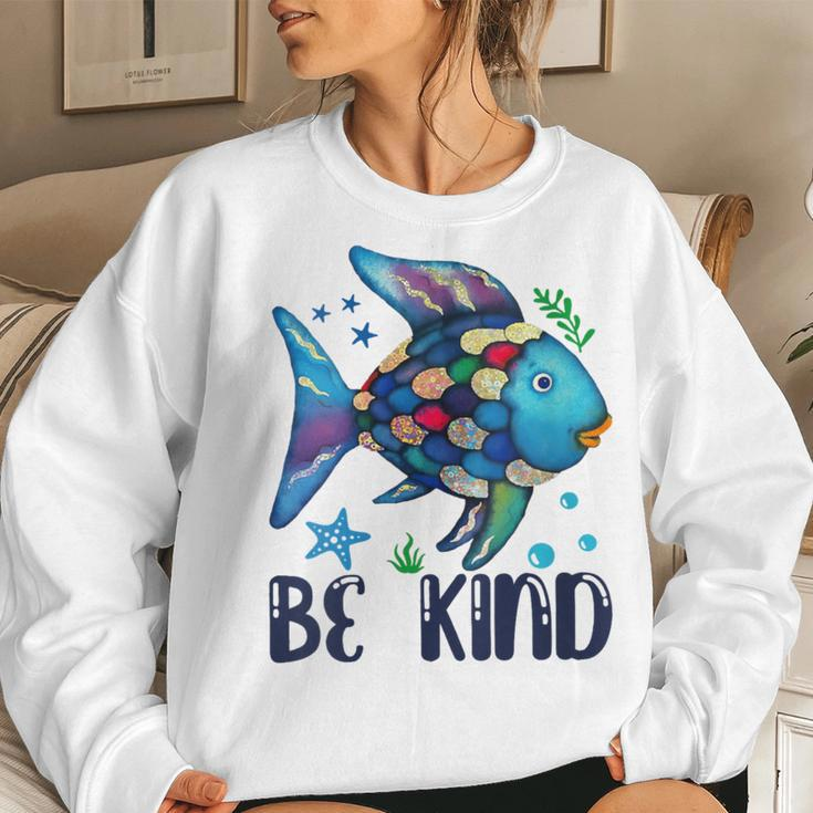 Be Kind Rainbow Fish Teacher Life Back To School Teaching Women Sweatshirt Gifts for Her