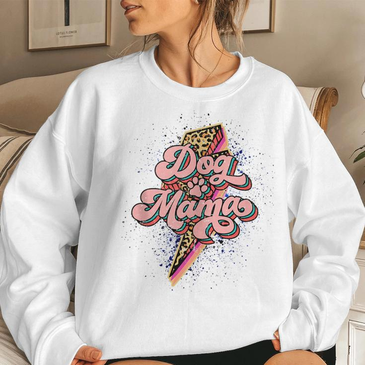 Leopard Dog Paws Lightning Bolt Dog Mama Western Country Mom For Mom Women Sweatshirt Gifts for Her