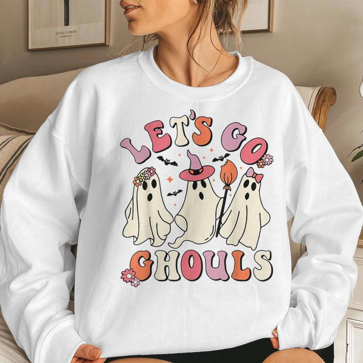 Let's Go Ghouls Ghost Halloween Costume Girls Women Sweatshirt Gifts for Her