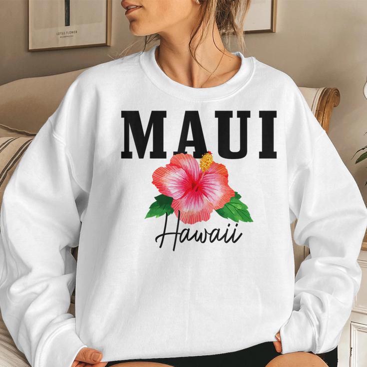 Maui Hawaii Floral Hibiscus Surf Surfer Vintage Hawaiian Women Sweatshirt Gifts for Her