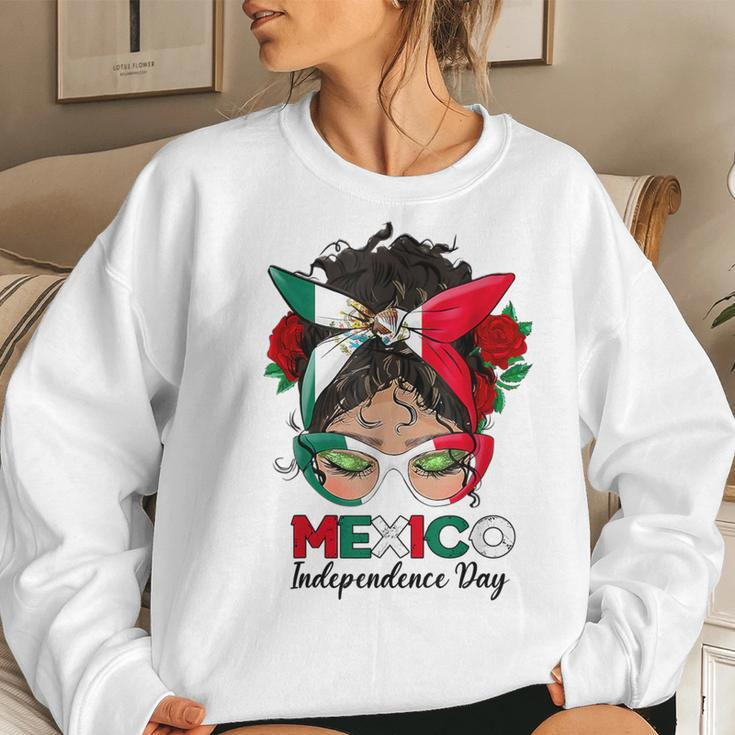 Messy Bun Mexican Flag Independence Day Woman Vintage Women Sweatshirt Gifts for Her