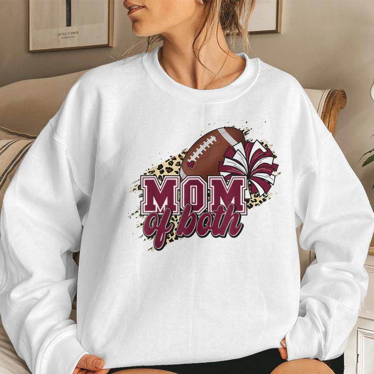 Mom Of Both Football And Cheer Leopard Maroon Women Sweatshirt Gifts for Her