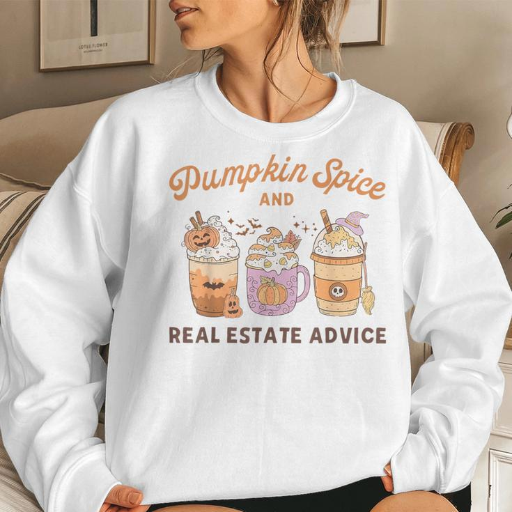 Pumpkin Spice And Real Estate Advice Coffee Halloween Fall Women Sweatshirt Gifts for Her