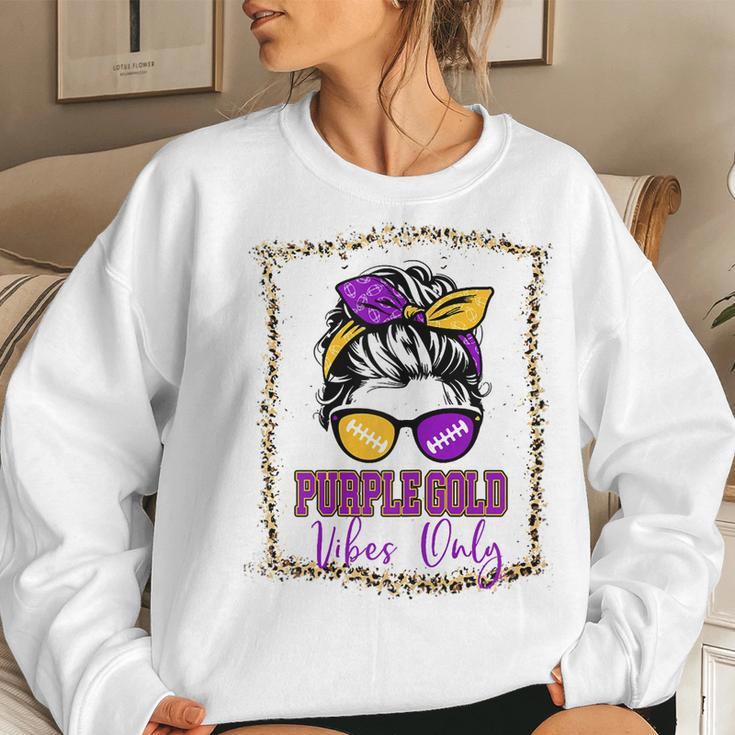Purple Gold Vibes Only Football Leopard Football Women Sweatshirt Gifts for Her