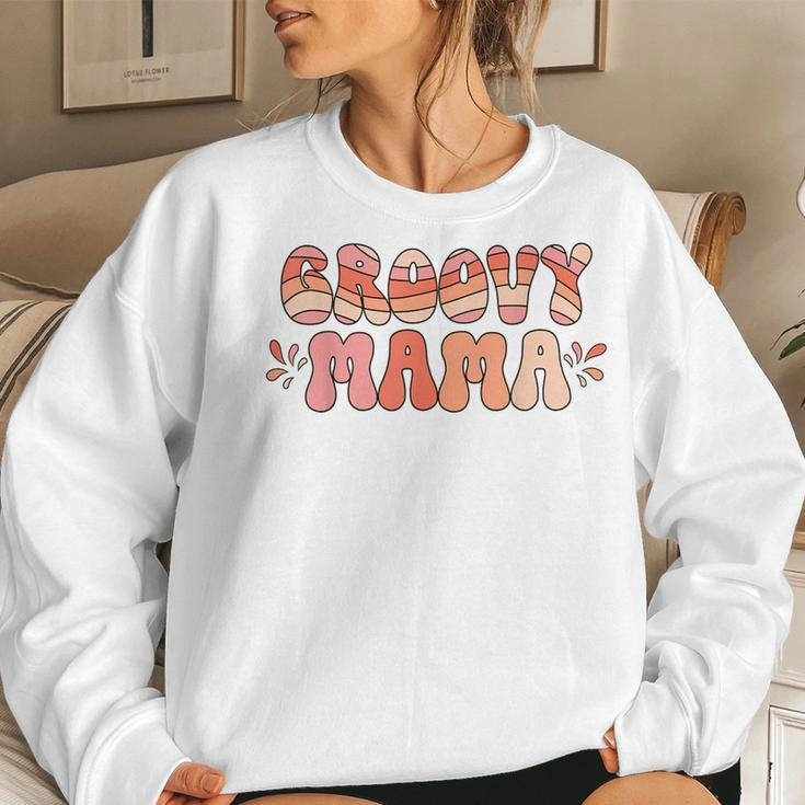 Retro Groovy Mama Matching Family 1St Birthday Party Women Women Sweatshirt Gifts for Her
