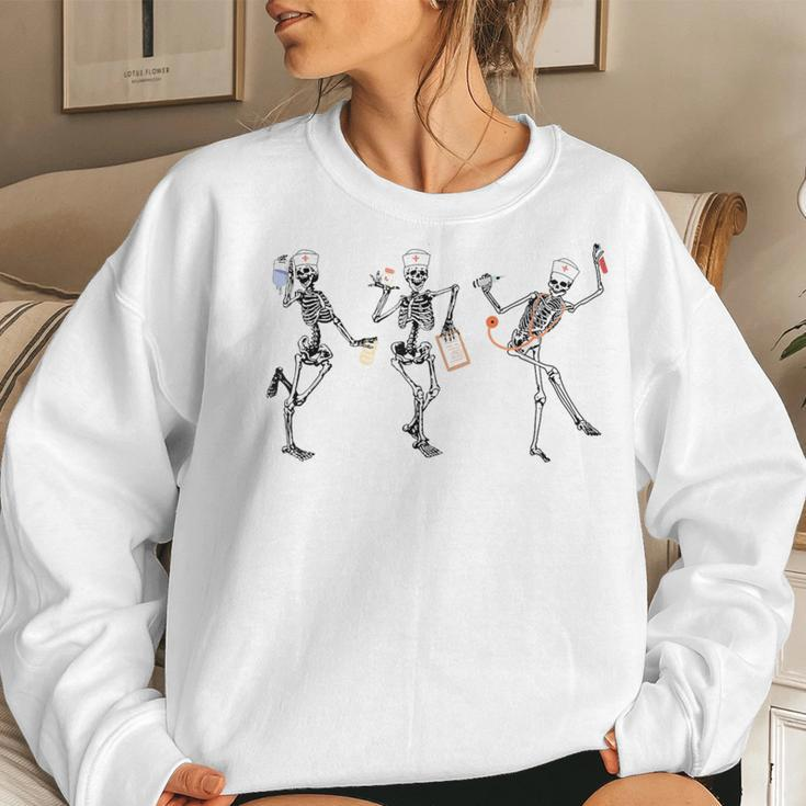 Rn Nurse Halloween Dancing Skeleton Autumn Fall Women Sweatshirt Gifts for Her