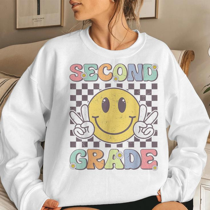 Second Grade Teachers Boys Girls Smile Face 2Nd Grade Team Women Sweatshirt Gifts for Her