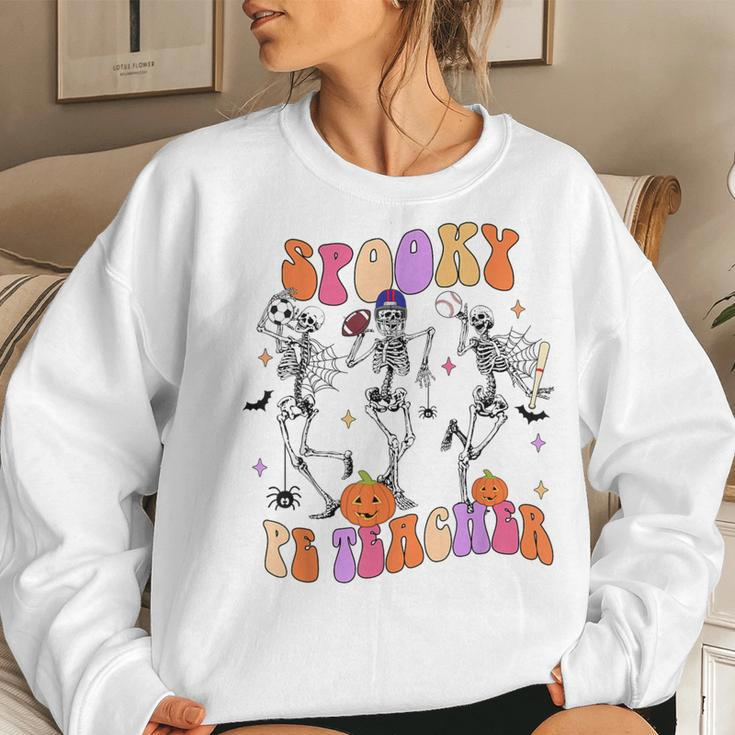 Spooky Pe Teacher Skeleton Halloween Costumes Women Sweatshirt Gifts for Her