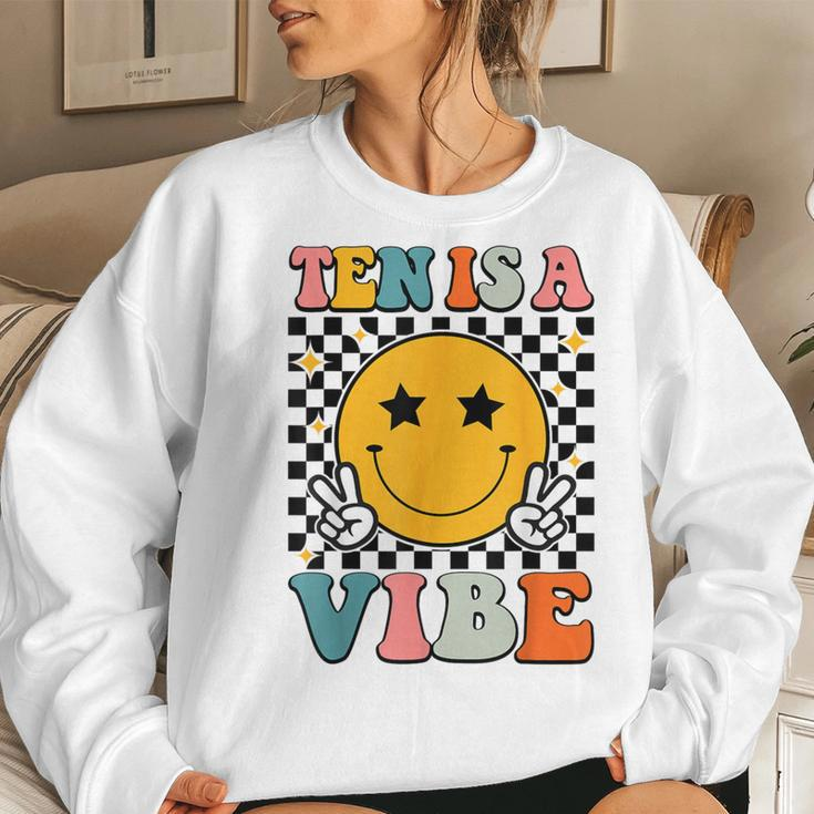Ten Is A Vibe 10Th Birthday Groovy Boys Girls 10 Years Old Women Sweatshirt Gifts for Her