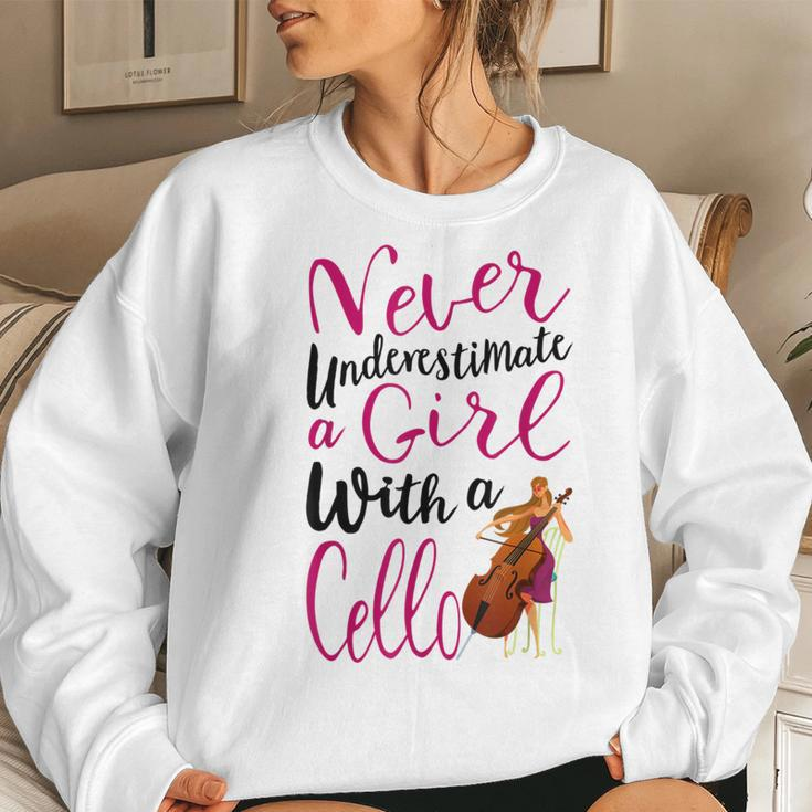 Never Underestimate A Girl With A Cello Cool Quote Women Sweatshirt Gifts for Her