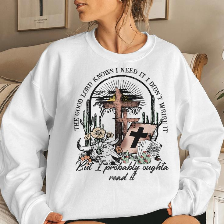 Western Christian Boho Faith Cross Desert Sunset Good Lord Faith Women Sweatshirt Gifts for Her