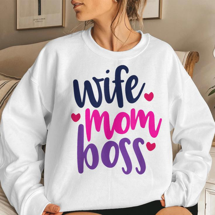 Wife Mom Boss Mom Joke Quote Humor Mother's Day Women Women Sweatshirt Gifts for Her