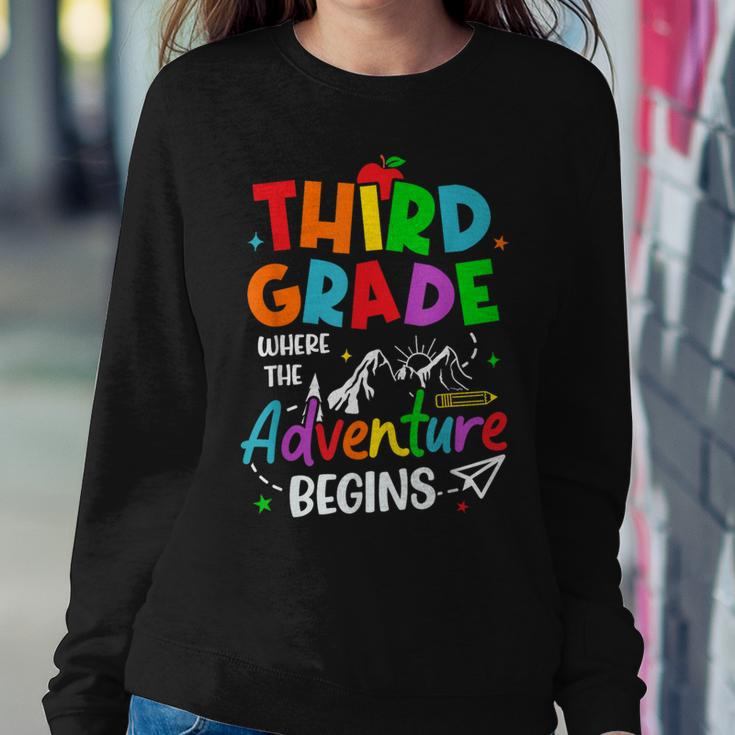 3Rd Grade Where The Adventure Begins Back To School Teacher Women Sweatshirt Unique Gifts