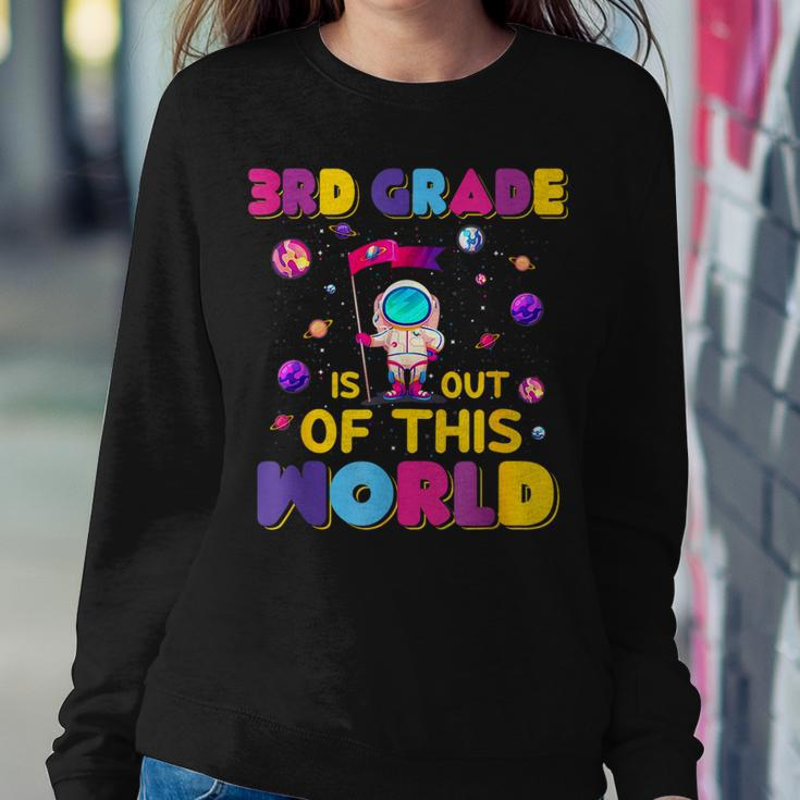 3Rd Grade Is Out Of This World Cute Astronaut Back To School Women Crewneck Graphic Sweatshirt Funny Gifts