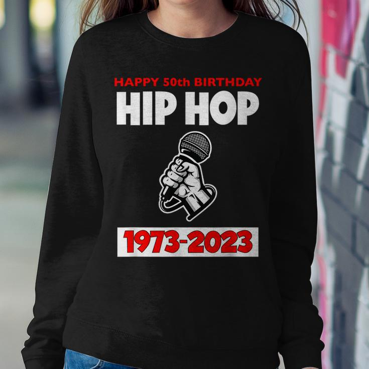50 Years Hip Hop 50Th Anniversary Retro Mic Women Sweatshirt Unique Gifts